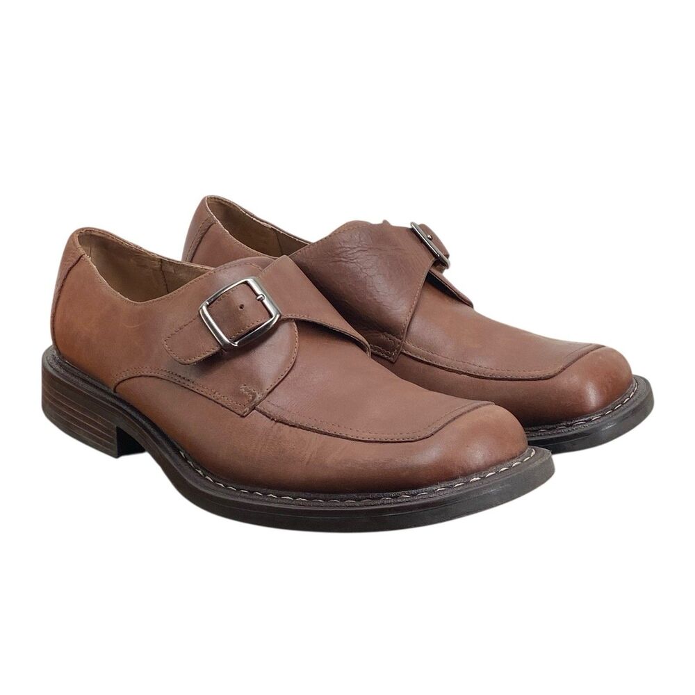 London Underground Bower Brown Leather Monk Strap Buckle Shoes Men Size 12